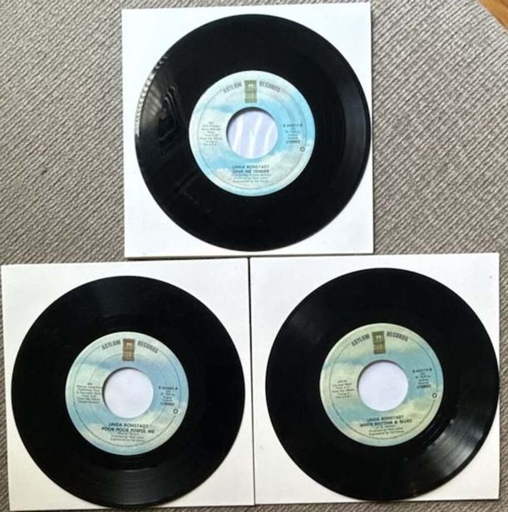 VG+: Linda Ronstadt 45 RPM 7-Inch Vinyl Record singles Lot Of 6